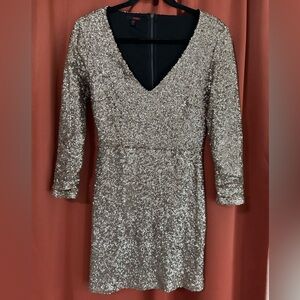 Bongo Gold 3/4 Sleeve Sequin Minj Dress Juniors Size 7